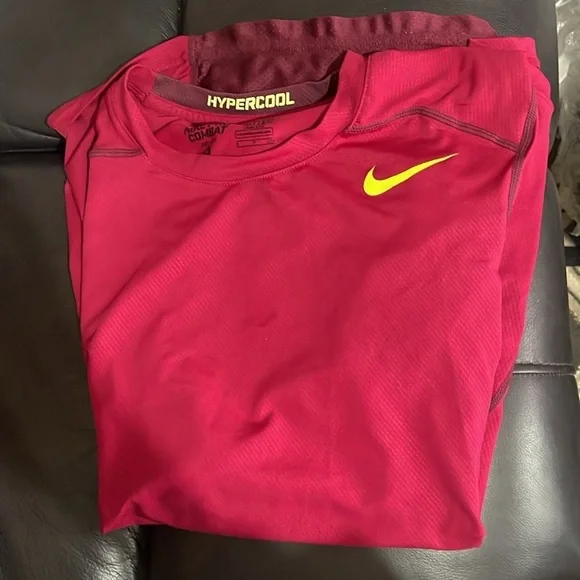 Nike Pro Combat Red and yellow Athletic Shirt