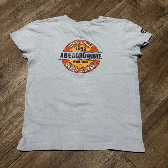 Vintage Single Stitch Abercrombie & Fitch Tee Womens Med V-Neck West Coast Beach