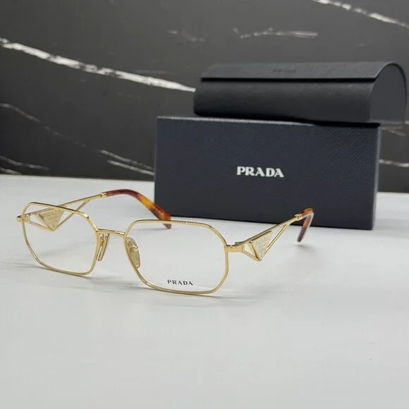 NEW PRADA PRA53V 5AK1O1 EYEGLASSES PR A53V 5AK1O1 GOLD UNISEX EYEWEAR VPR A53 5A