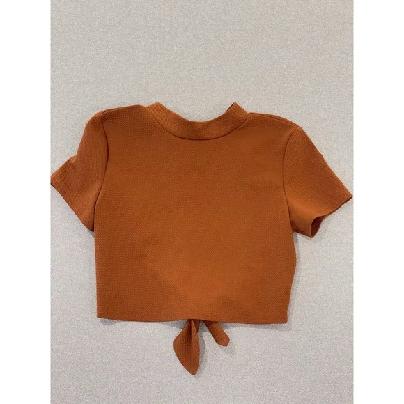 Orange Tie Front Crop Top Cut Out Short Sleeve‎ American Eagle Medium