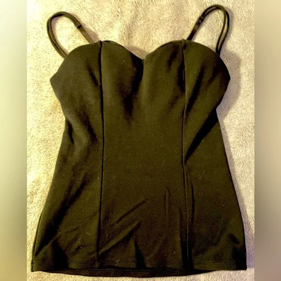 Moda International Black tank top with built in bra