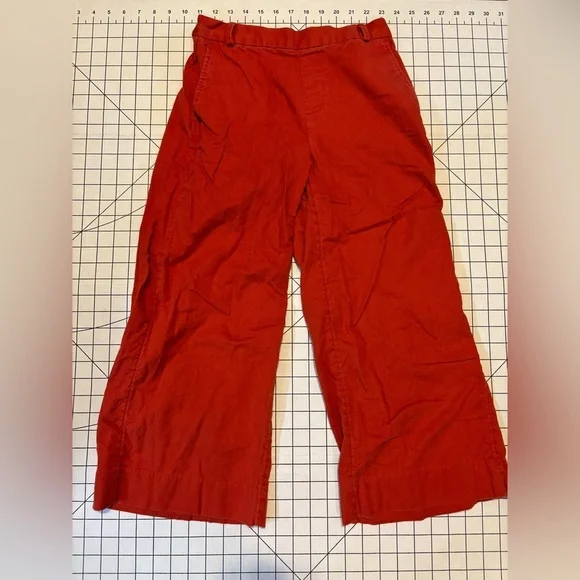 Banana Republic Women’s Size 0‎ Red Linen Blend Rowan Wide-Leg Pants