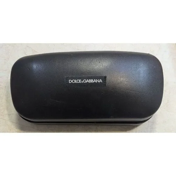 DOLCE & GABBANA Sunglasses Eyeglasses Leather Case Black Hard CLAMSHELL …