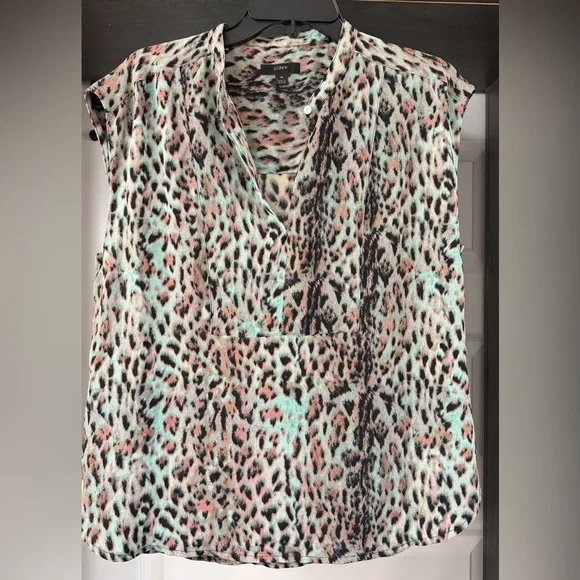 J.Crew Multicolor Leopard Print Blouse Women’s M