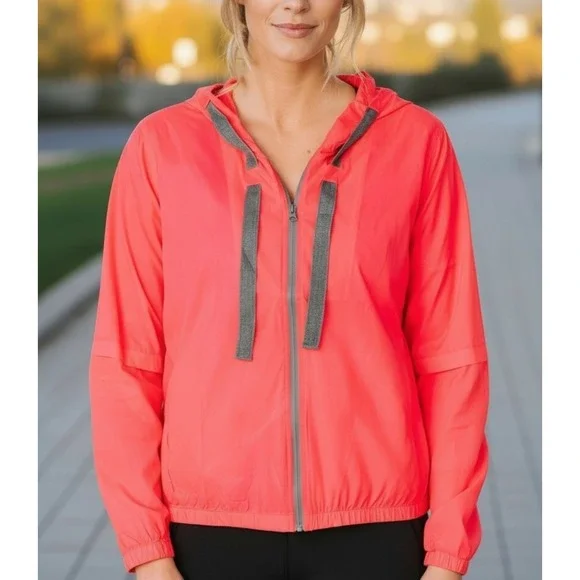 ZYIA Active Neon Pink Hoodie Drawstring Light Windbreaker XXXL NWT Nylon