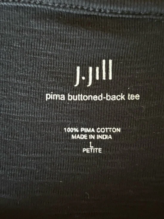 JJill Black Pima Button Back Tee Long Sleeve