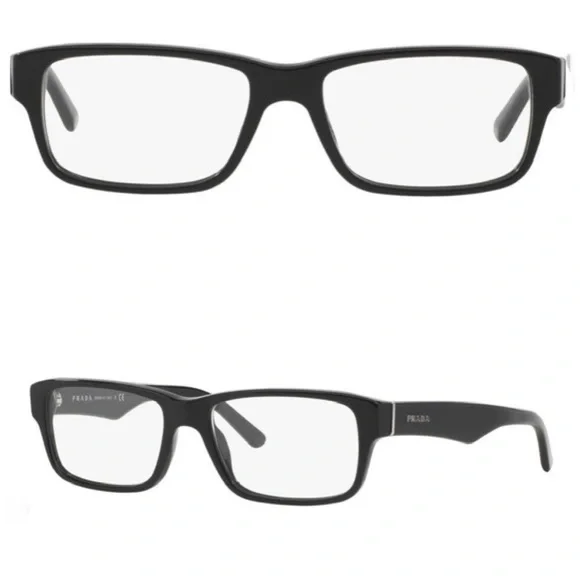 PRADA 55mm Rectangular Optical Glasses Black NEW In Case With Box