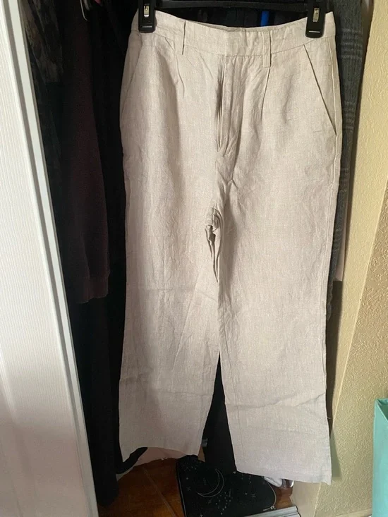 Reformation Cello Linen Pants in Oatmeal