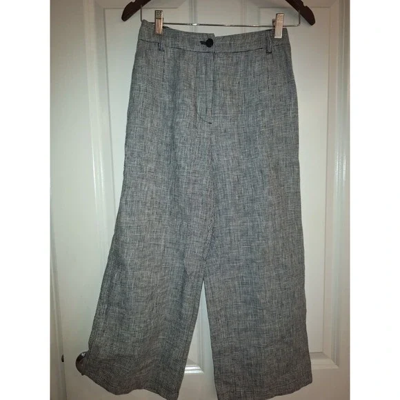 Reformation‎ linen black white cropped pants size 0
