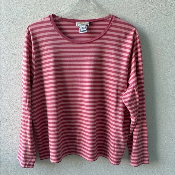 Talbots‎ Petite 3X Long Sleeve Stripe Pink Tee Casual Cotton Classic Comfy Soft