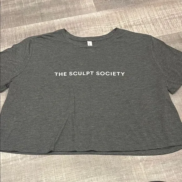 the sculpt society grey crop tee