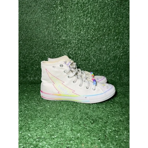 Converse CT All Star High Top Rainbow White Walking Sneakers Boys 3 Women Size 5