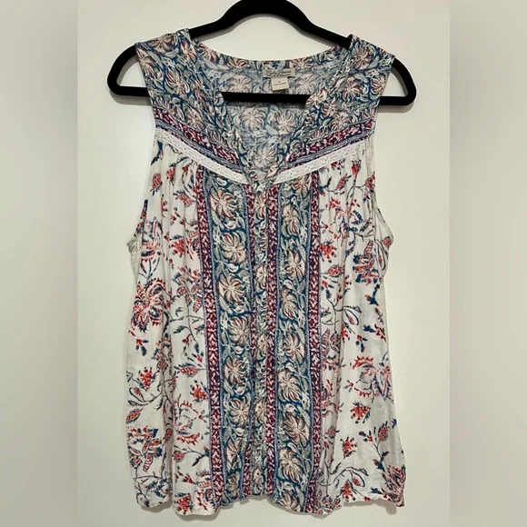 Lucky Brand Bohemian Floral Sleeveless Blouse