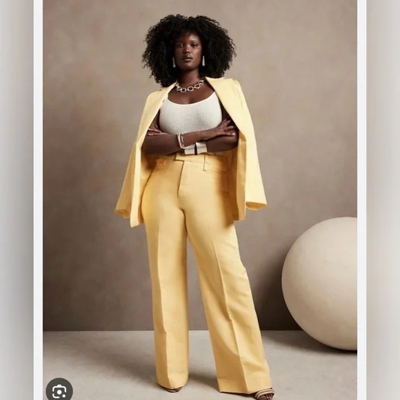 NWOT Banana Republic Soft Yellow Linen Blend Wide Leg ISLET Pants Size 8
