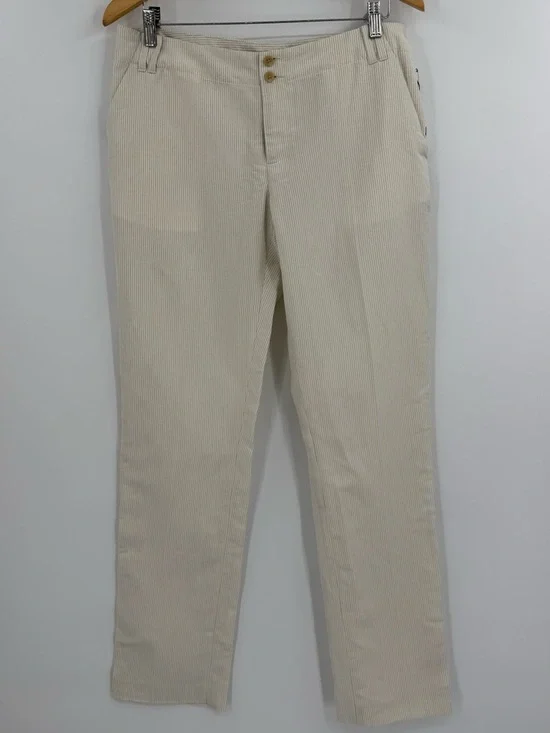 ✦NWT Banana Republic Ryan Fit Pinstripe Silk Linen Trousers | Cream | 10