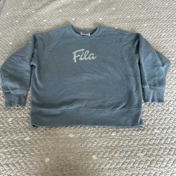Fila Sport Women's Pullover Sweatshirt Large Blue Gray Long Sleeve Casual