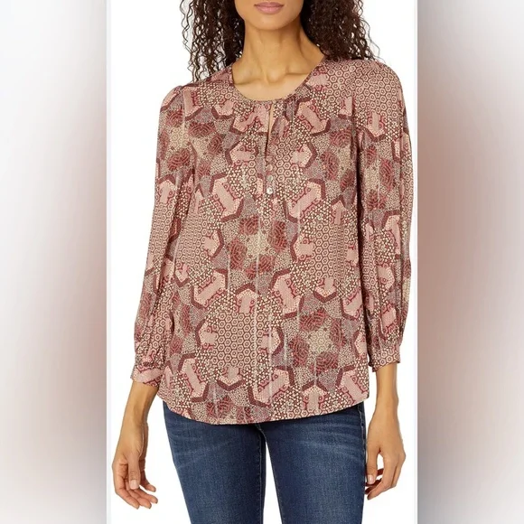 NEW Johnny Was Miles Metallic Peasant Blouse XS