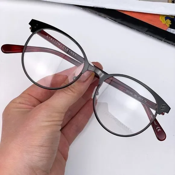 🔥 Stella McCartney SC0145O 004 Eyeglasses Havana Burgundy Metal Oval Women