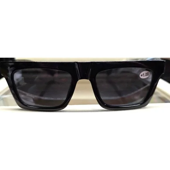 New Bifocal Reading Readers Lenses +1.00 Glasses UV400 Sunglasses Black Square