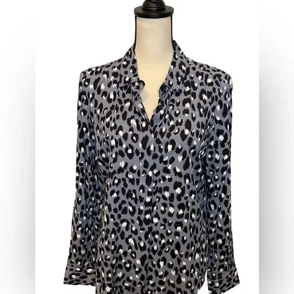 Alexander Jordan Long Sleeve Leopard Print Blouse. Size:Med Color:Animal Print