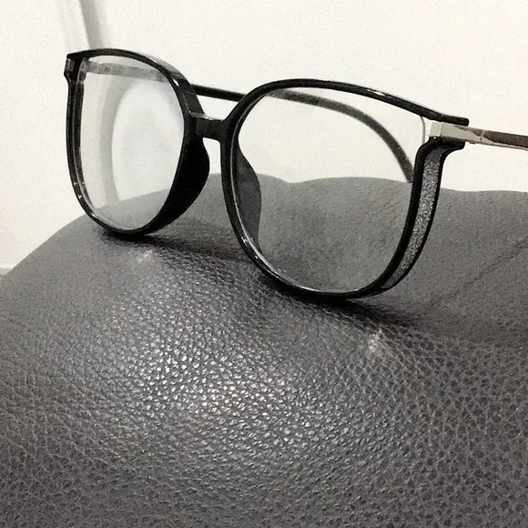 Black Glittery Square Bluelight Eyeglasses