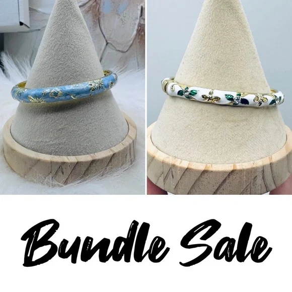 BOGO Free Flower Enamel Cloisonne Bracelet Bangle Set 1