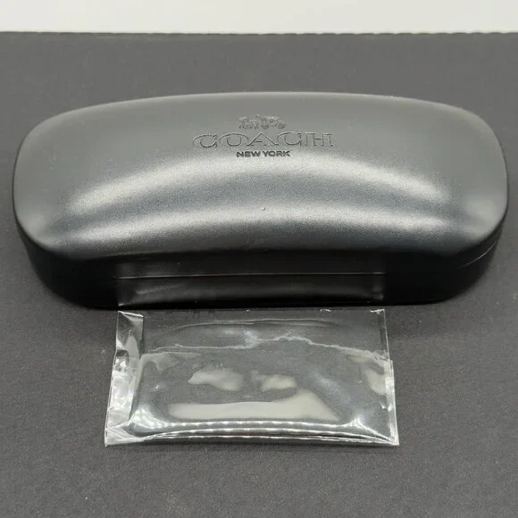 Coach New York Black Hard Clamshell Eyeglasses Case With Cleaning Cloth Small