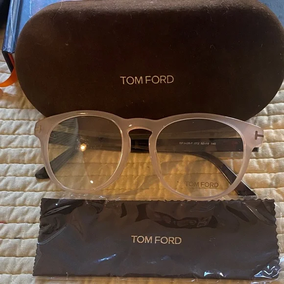 Tom Ford TF5426 eyeglasses in a transparent gray/gray havana color