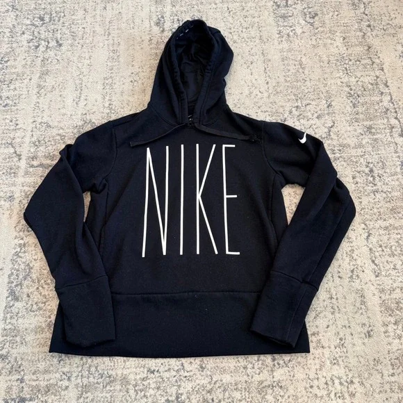NIKE Dri-FIT Womens Black‎ Graphic Logo Hoodie Sweatshirt Size S