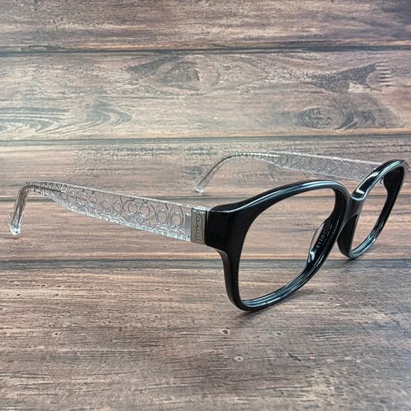 Coach HC 6049 Tia Eyeglasses Black Crystal Clear Signature Logo Frames 54-16-135