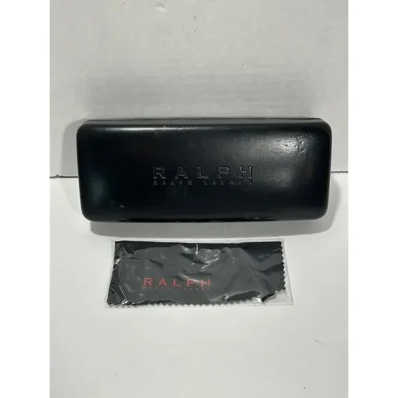Ralph Lauren Black Hard Clam Shell Eyeglasses Sunglasses Case With New‎ Cloth