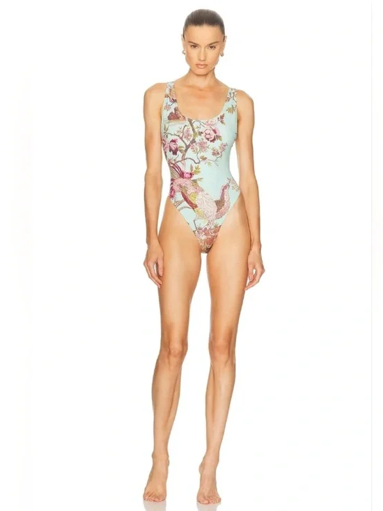 Skims x Roberto Cavalli Scoop Neck One Piece Swimsuit Fagianella Print NEW Med