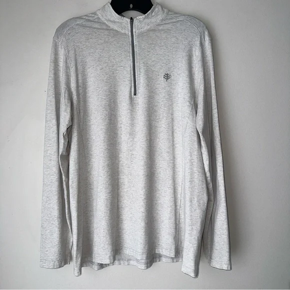 Coolibar Pullover Sweatshirt Quarter Zip UPF 50+ Sun Protection Long Sleeve XL