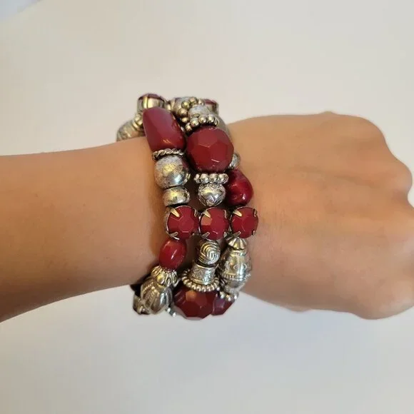 Chunky Red Beaded Bracelet