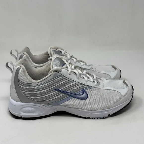 Nike Air Impel Sneakers Womens 8.5 White Silver Blue Lightweight Walking Shoes