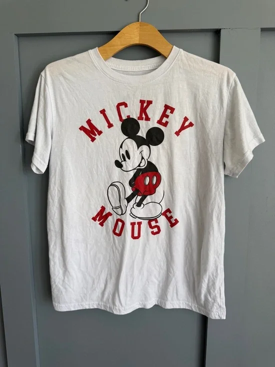 Disney White Tee with Red & Black Mickey Graphic- Women's