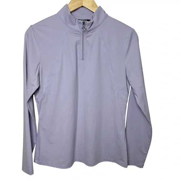Cegolfs Golf Top Shirt Women Medium Long Sleeve Lilac Quarter Zip Pickleball NEW