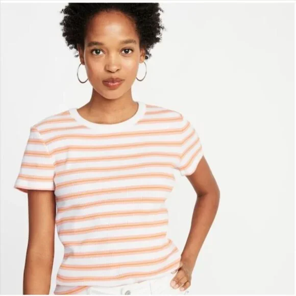 Old Navy Slim Fit Striped Knit Ringer Tee Shirt Size XL
