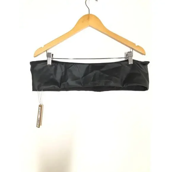 SKIMS Micro Pleather Swim Bandeau Bikini Top Onyx NWT Size 3X