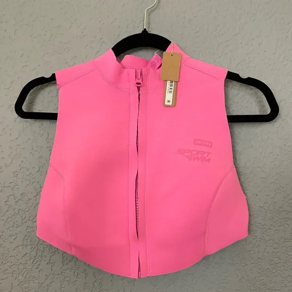 NWT Skims Swim Zipper Pink Cropped Top Size XL (top only)