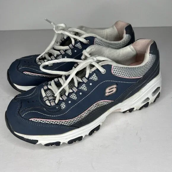 Skechers D'lites Sport Walking Sneaker Womens Size 10 Blue Suede-Look Shoes