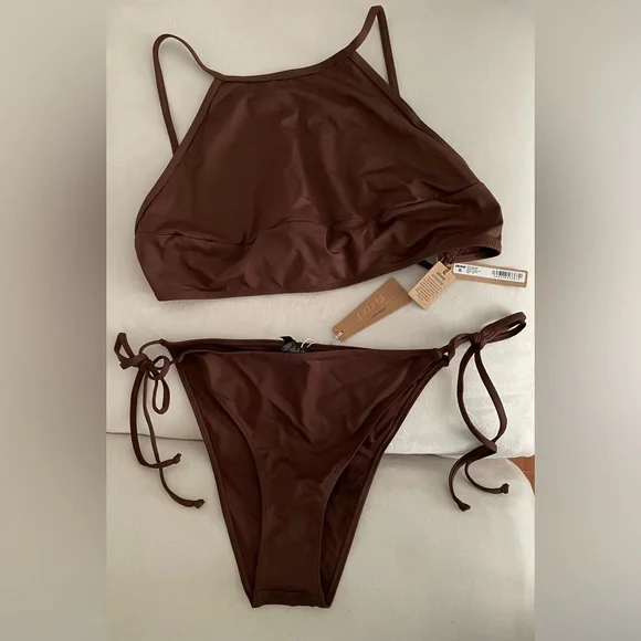 NWT Skims Two Piece Swimsuit Bikini Top & Bottom Cocoa Color Size 2X