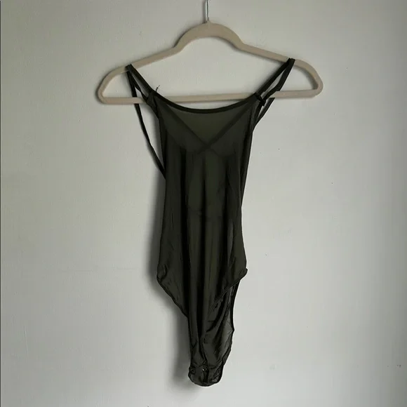 CAPELLA Olive green bodysuit sheer dark fairy romantic