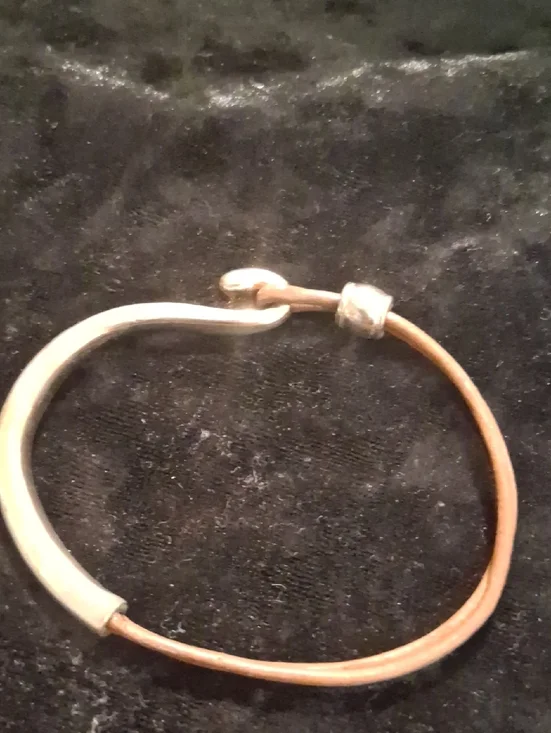Minimalist Two-Tone Hook Bracelet in Gold and Brown Cord