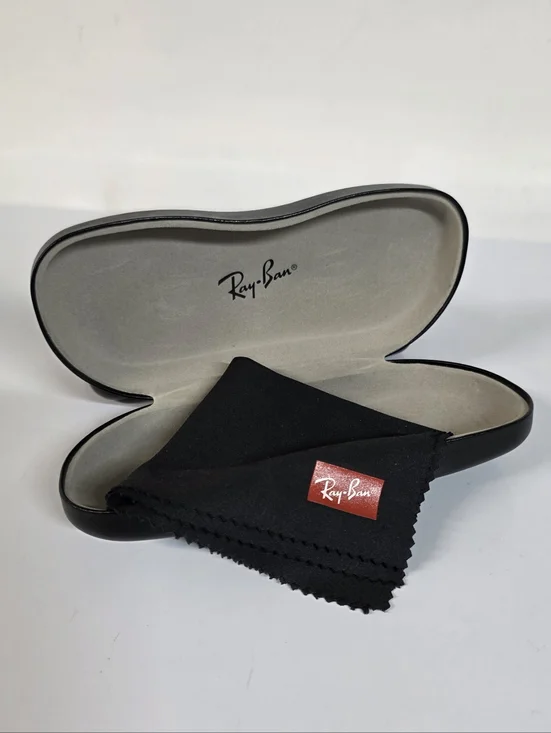 Ray-Ban Sunglasses Case with Microfiber Cloth - Black & Light Gray
