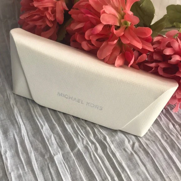 MICHAEL KORS white fold over snap sunglasses eyeglasses designer case
