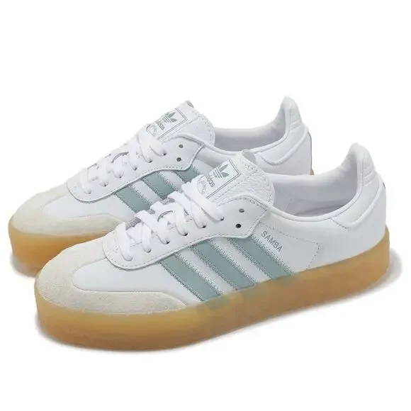 ADIDAS ORIGINALS WOMEN'S 9.5 SAMBAE WHITE WONDER BLUE JP5609 NWT