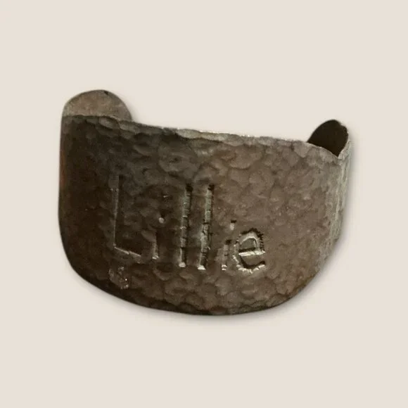 Wide Hammered Metal Cuff Bracelet With 