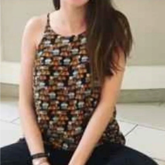 NWOT Anthropologie Porridge Sleeveless Layered Luggage Print Tank Top Size S