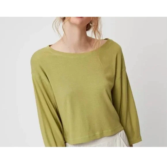 Aritzia‎ Wilfred Women Gabie Long Sleeve Tshirt Lime Green Size M